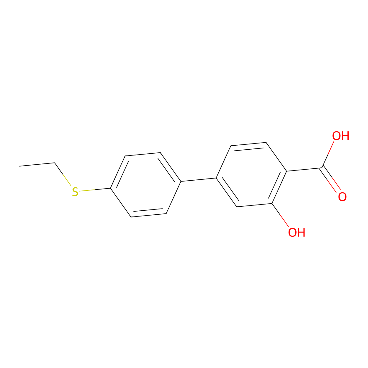 4-(4-Ethylthiophenyl)-2-hydroxybenzoic acid molecular structure, CAS 1261898-25-2