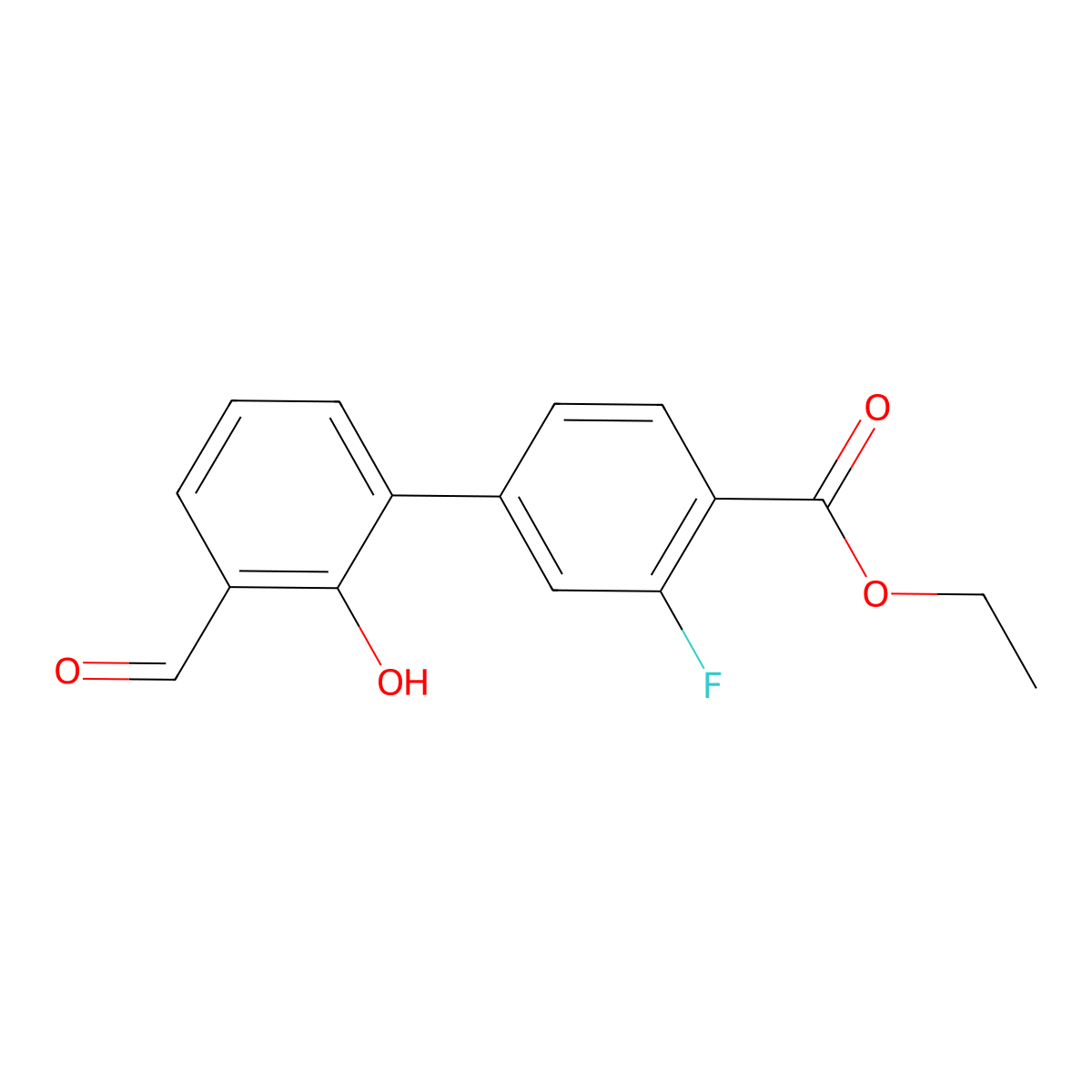 6-[4-(Ethoxycarbonyl)-3-fluorophenyl]-2-formylphenol molecular structure, CAS 1261898-35-4