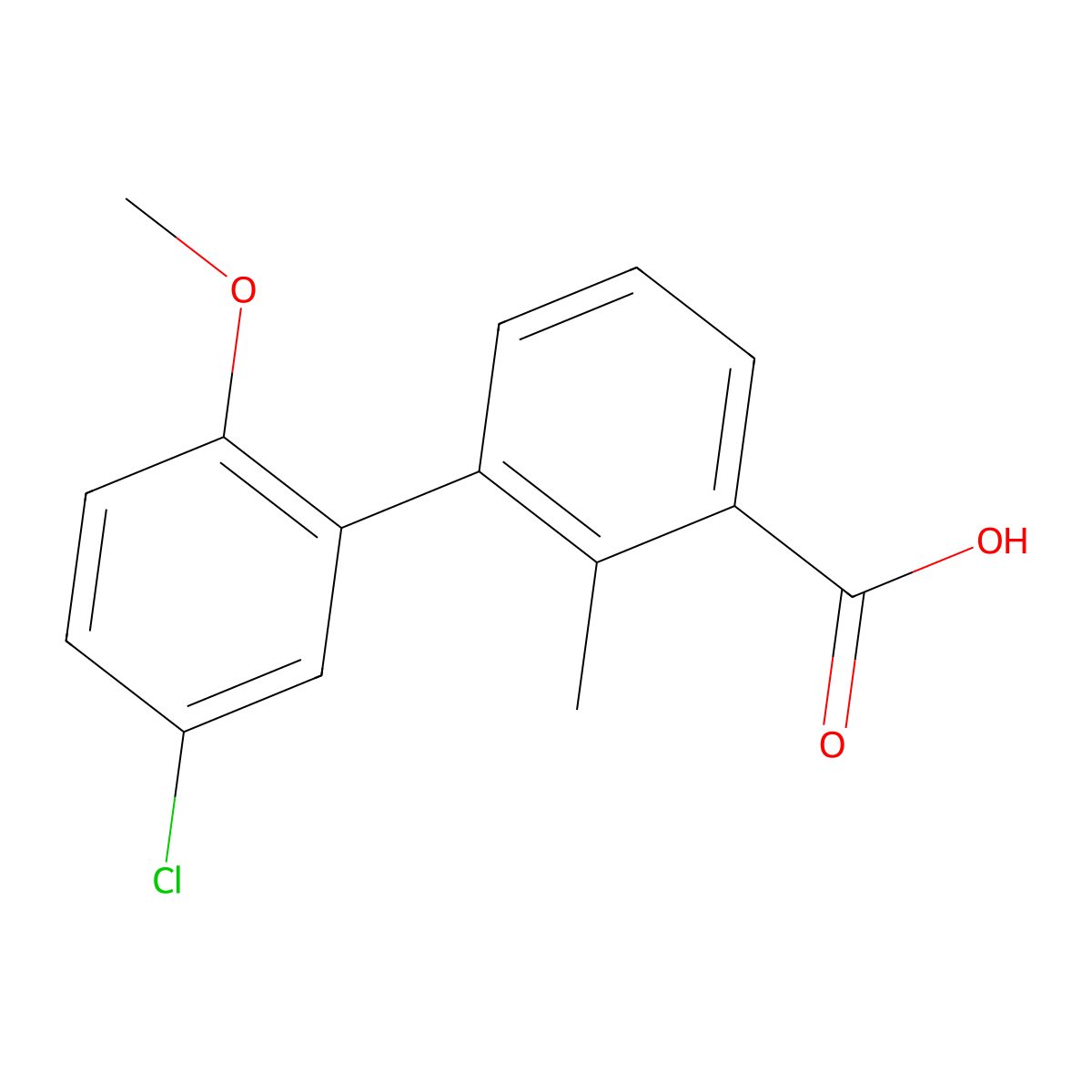 3-(5-Chloro-2-methoxyphenyl)-2-methylbenzoic acid molecular structure, CAS 1261898-42-3