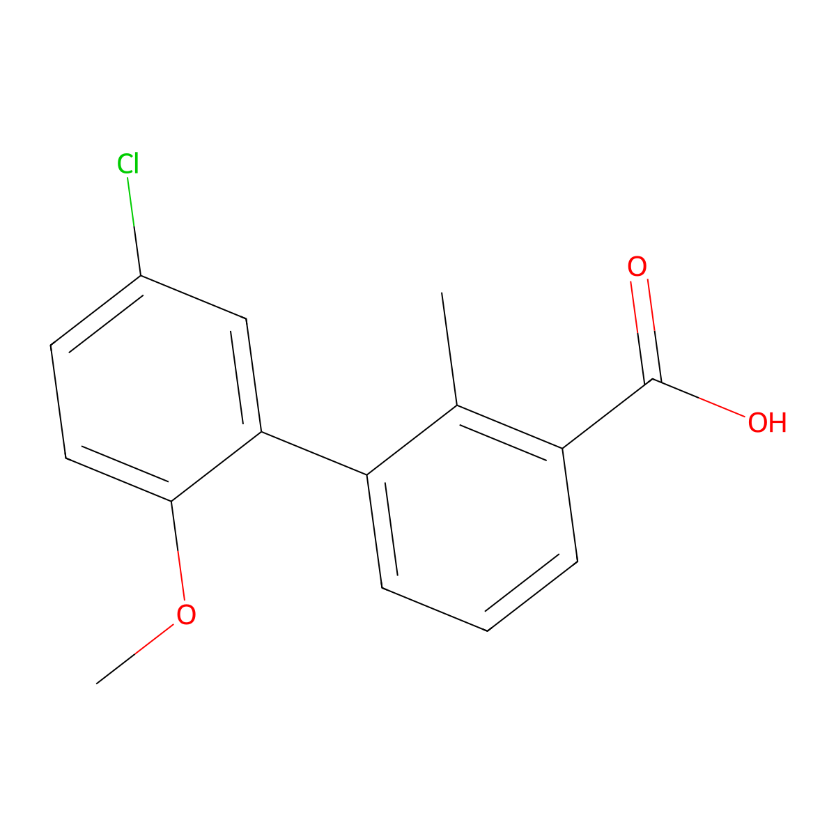 3-(5-Chloro-2-methoxyphenyl)-2-methylbenzoic acid molecular structure, CAS 1261898-42-3