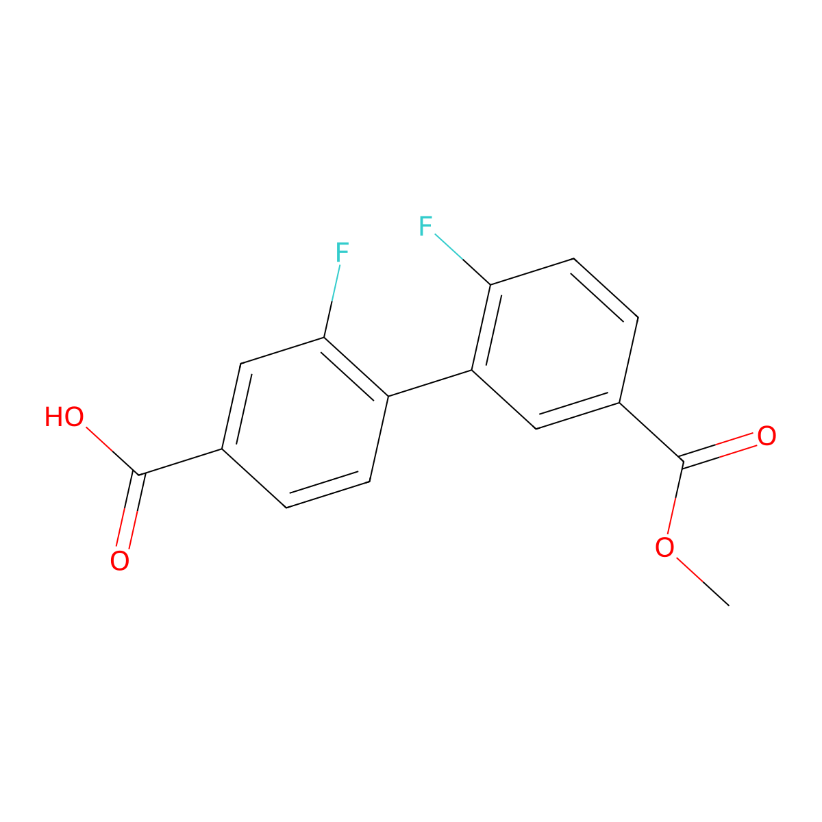 3-Fluoro-4-(2-fluoro-5-methoxycarbonylphenyl)benzoic acid molecular structure, CAS 1261898-51-4