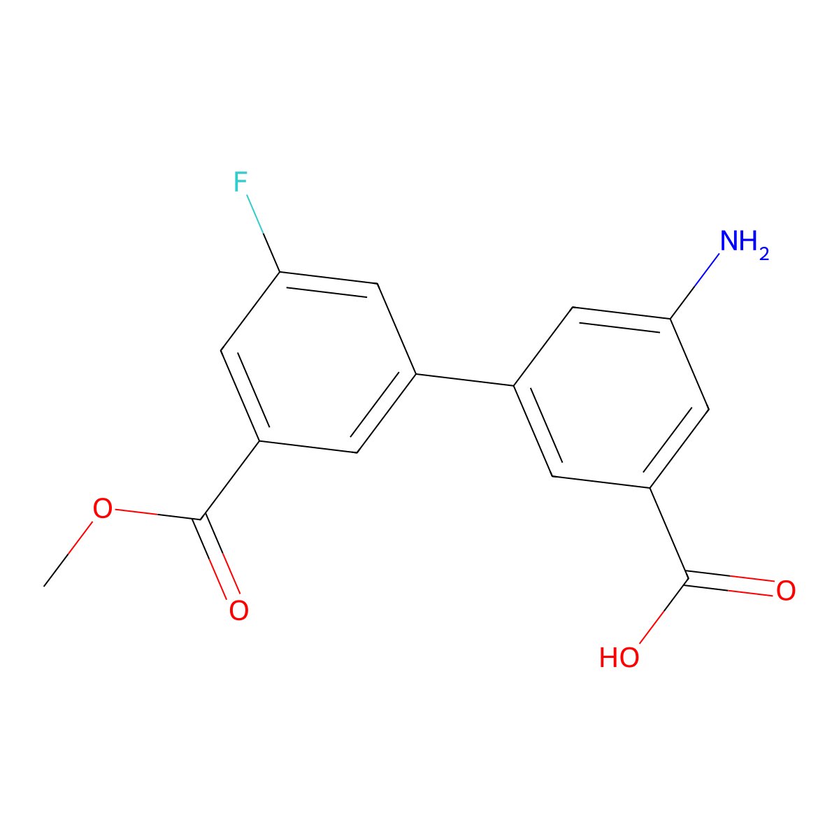 3-Amino-5-(3-fluoro-5-methoxycarbonylphenyl)benzoic acid molecular structure, CAS 1261898-54-7