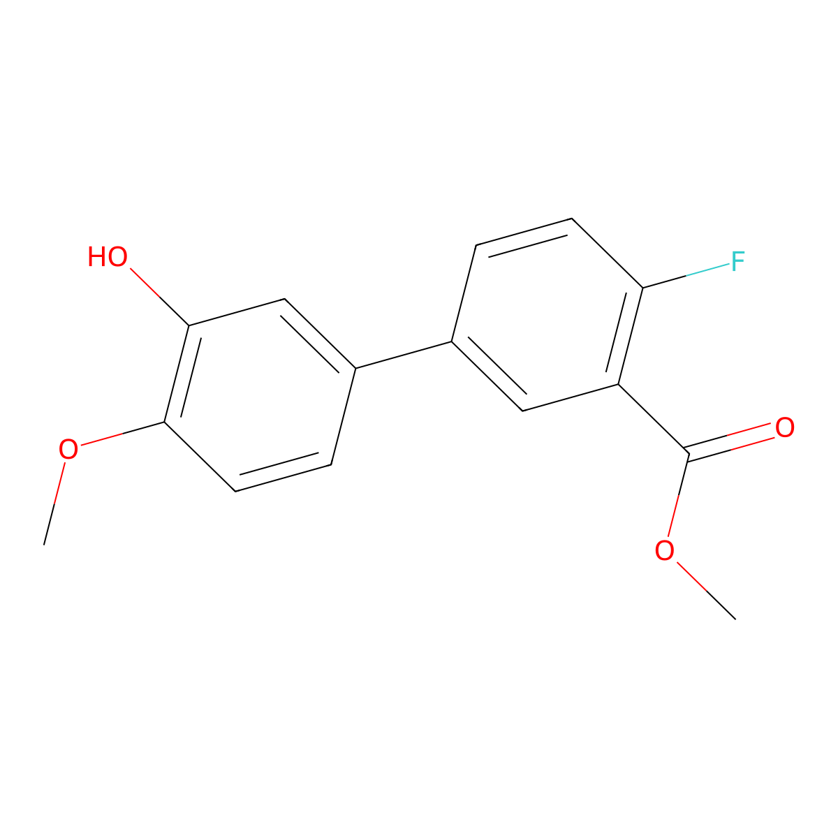 5-(4-Fluoro-3-methoxycarbonylphenyl)-2-methoxyphenol molecular structure, CAS 1261898-88-7