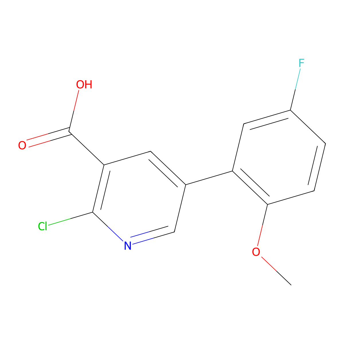 2-Chloro-5-(5-fluoro-2-methoxyphenyl)nicotinic acid molecular structure, CAS 1261898-98-9