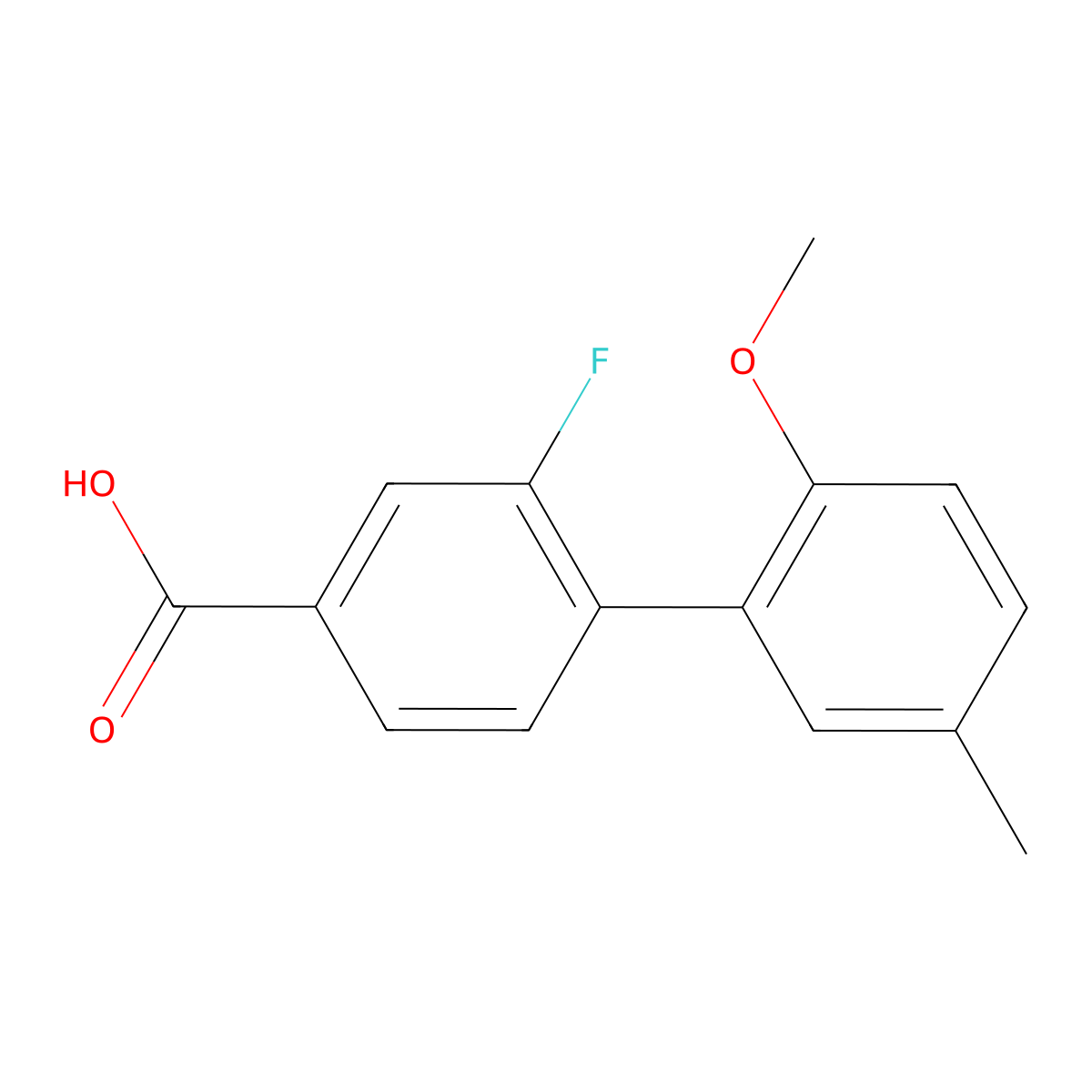 3-Fluoro-4-(2-methoxy-5-methylphenyl)benzoic acid molecular structure, CAS 1261899-28-8