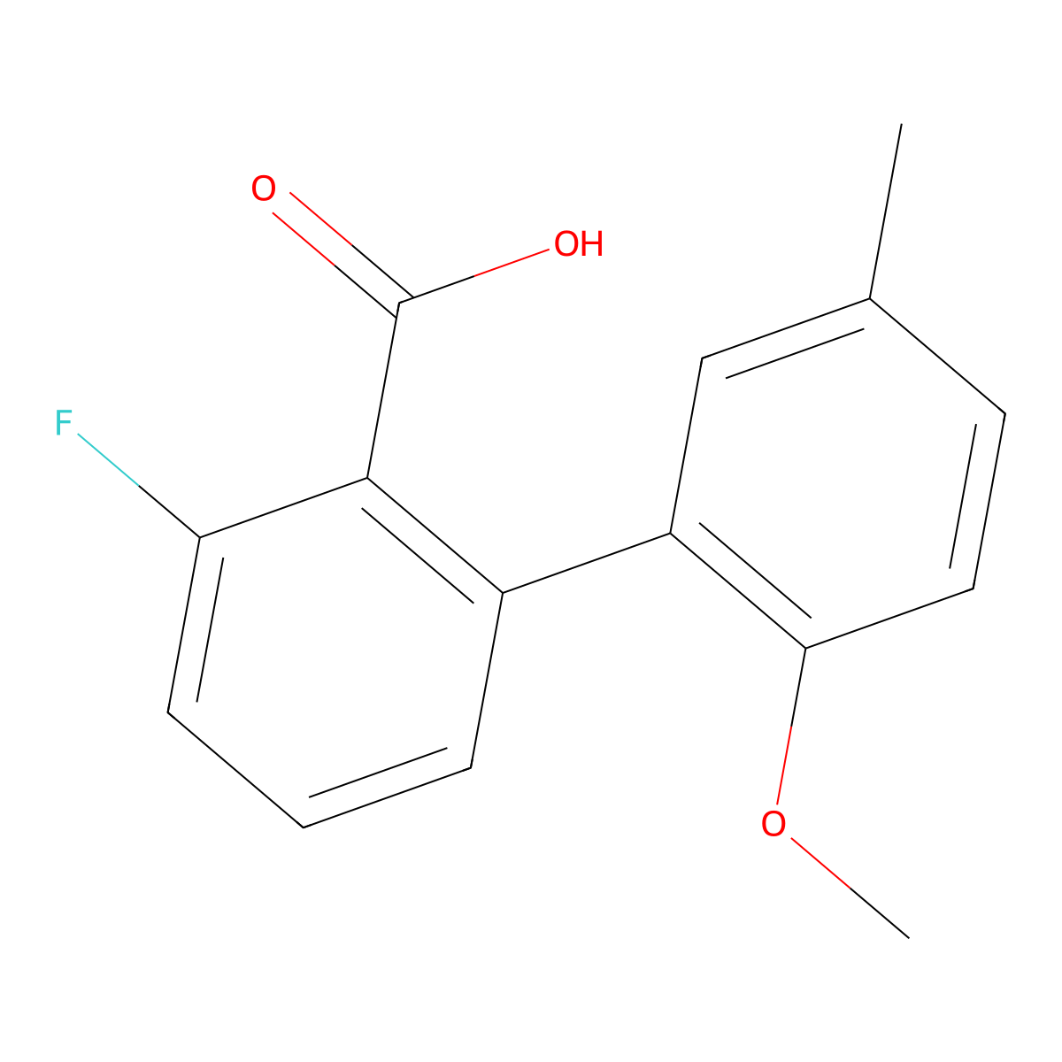 6-Fluoro-2-(2-methoxy-5-methylphenyl)benzoic acid molecular structure, CAS 1261899-33-5