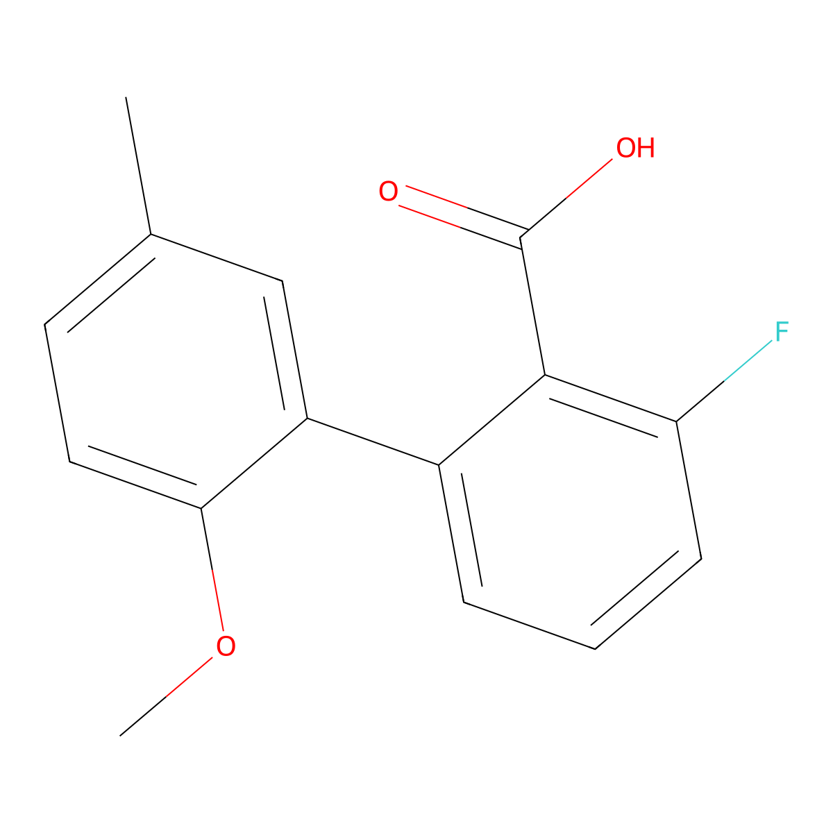 6-Fluoro-2-(2-methoxy-5-methylphenyl)benzoic acid molecular structure, CAS 1261899-33-5