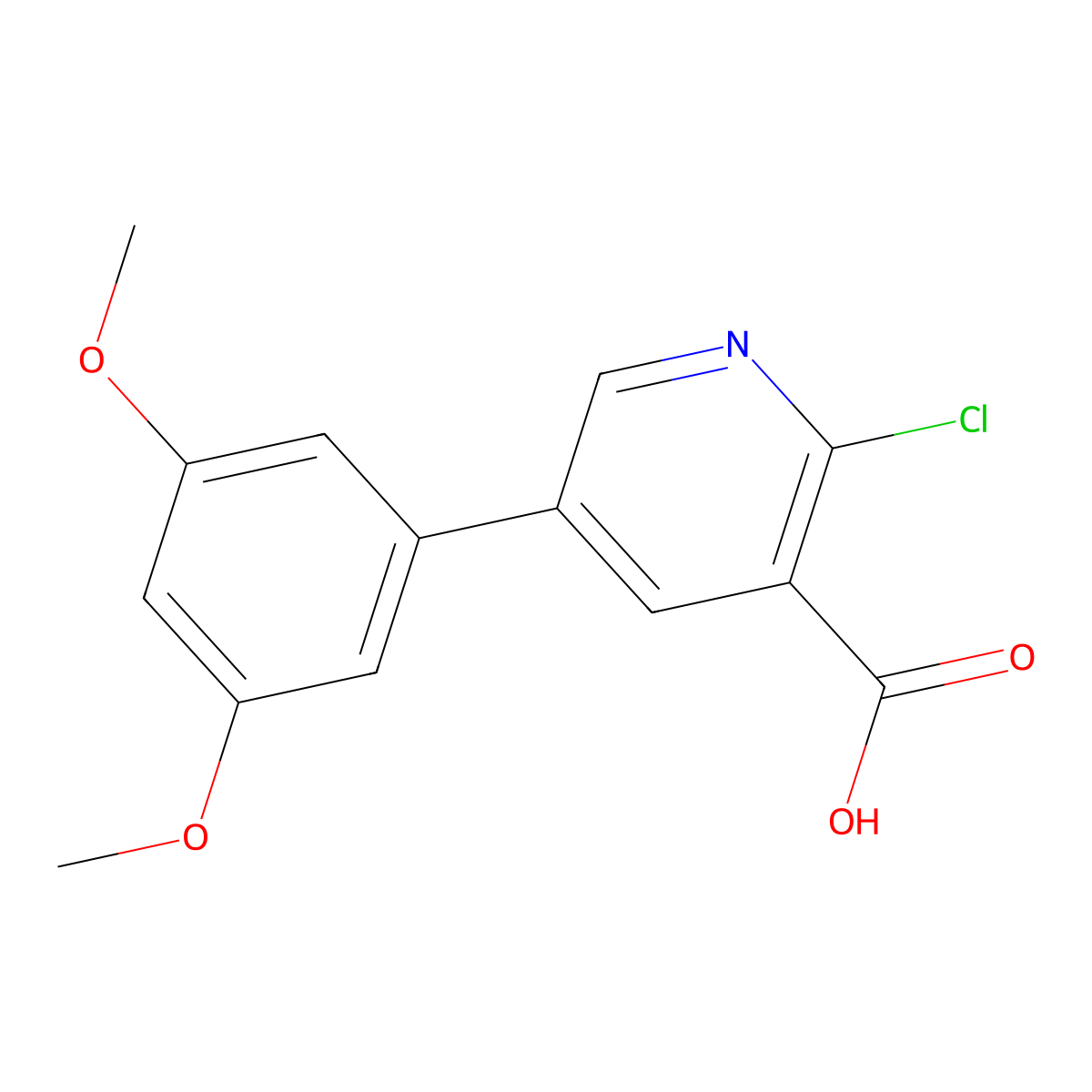 2-Chloro-5-(3,5-dimethoxyphenyl)nicotinic acid molecular structure, CAS 1261899-42-6