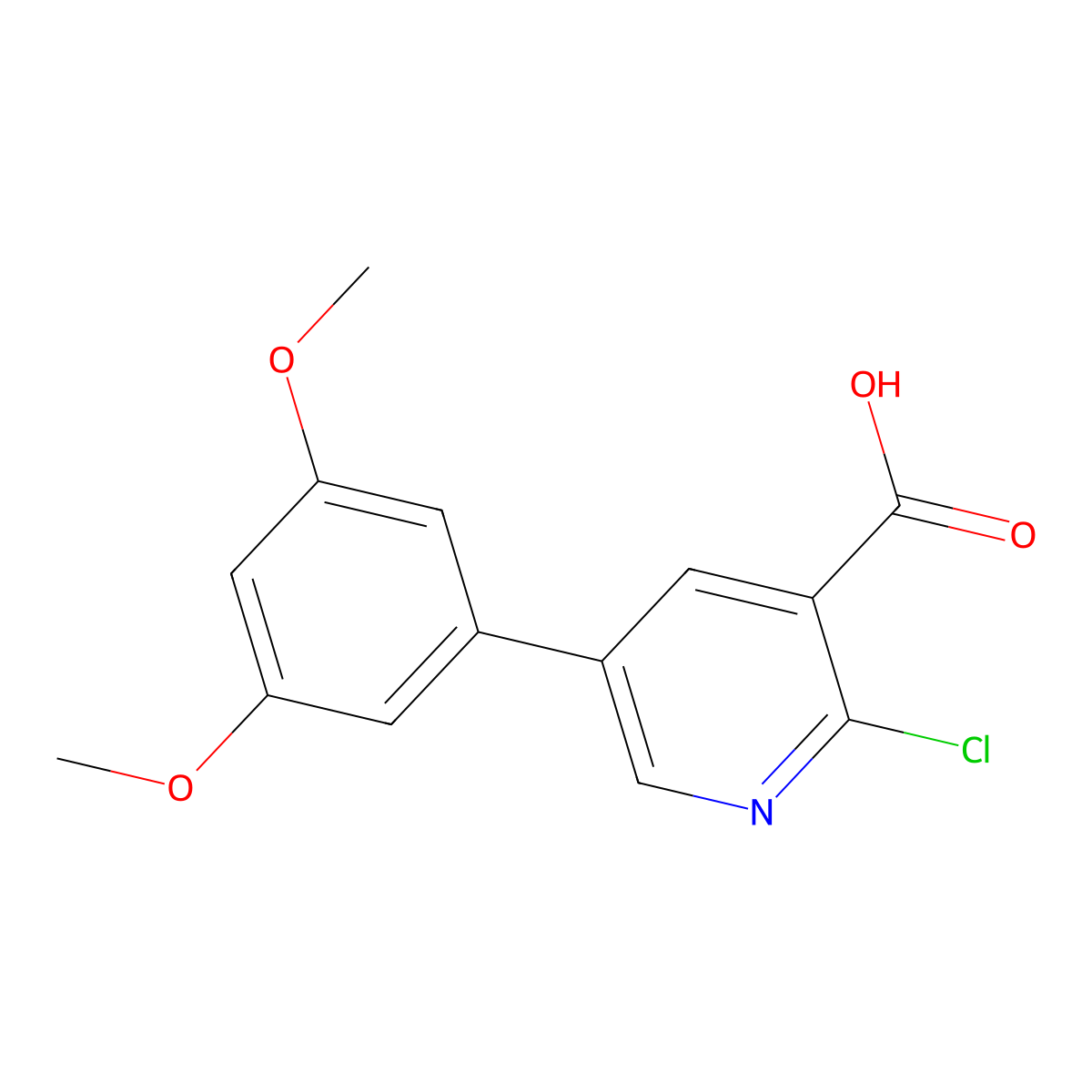 2-Chloro-5-(3,5-dimethoxyphenyl)nicotinic acid molecular structure, CAS 1261899-42-6