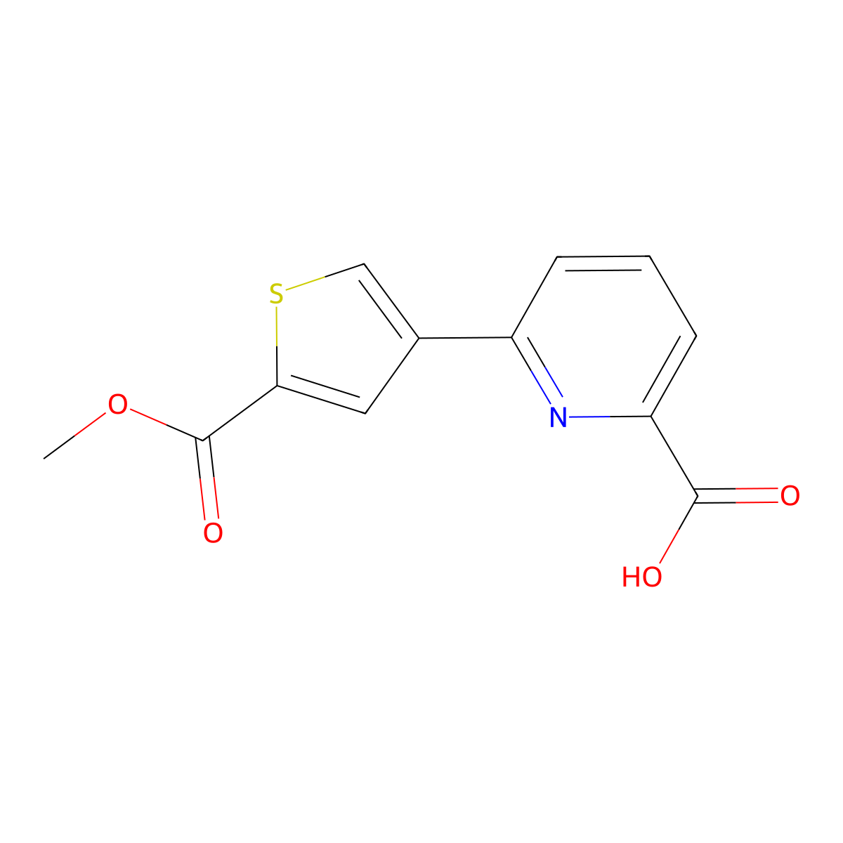 6-[5-(Methoxycarbonyl)thiophen-3-yl]picolinic acid molecular structure, CAS 1261899-47-1