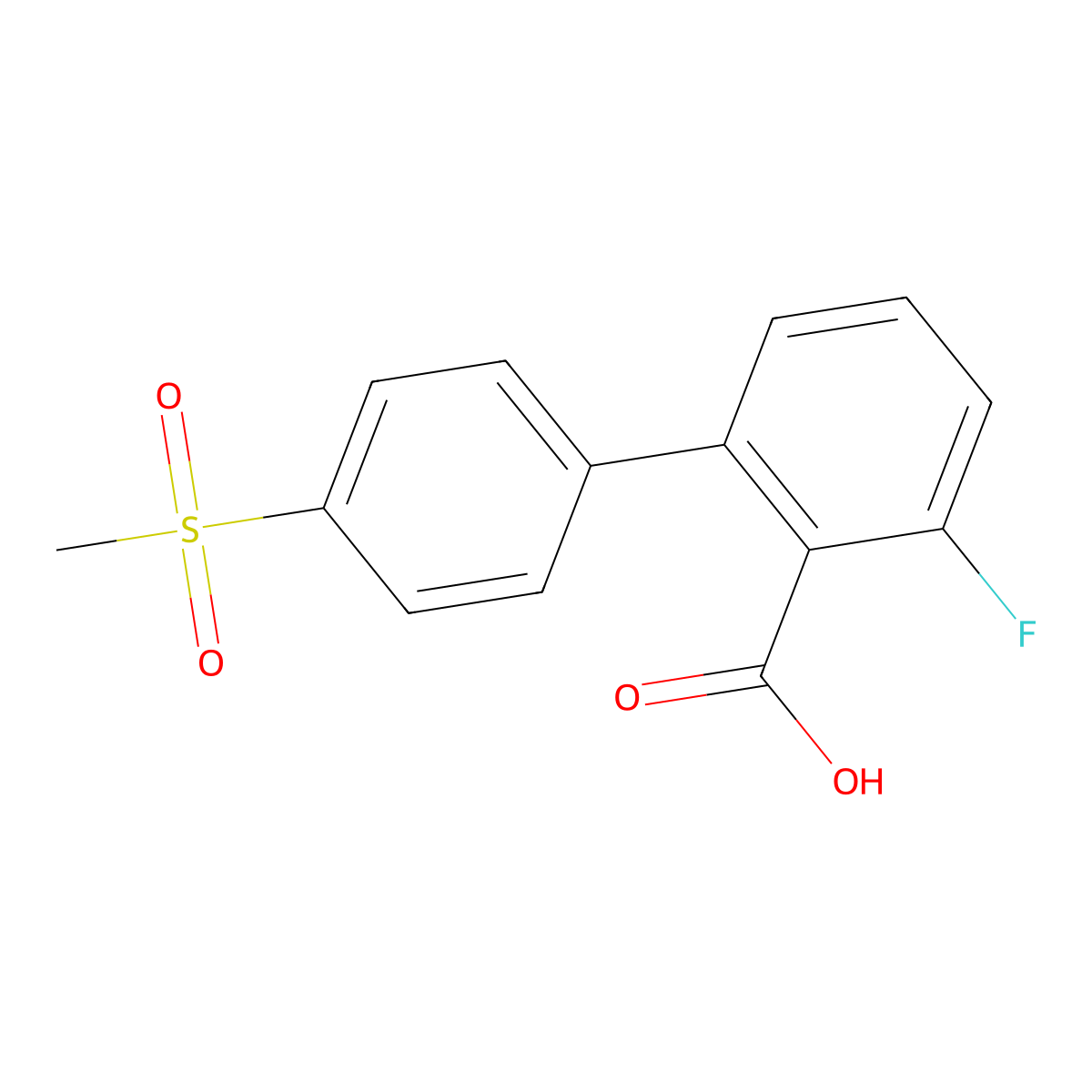 6-Fluoro-2-(4-methylsulfonylphenyl)benzoic acid molecular structure, CAS 1261899-68-6