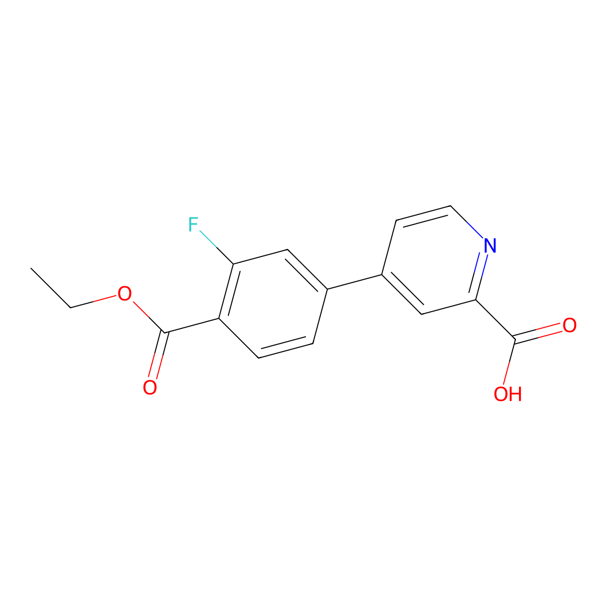 4-[4-(Ethoxycarbonyl)-3-fluorophenyl]picolinic acid molecular structure, CAS 1261900-05-3