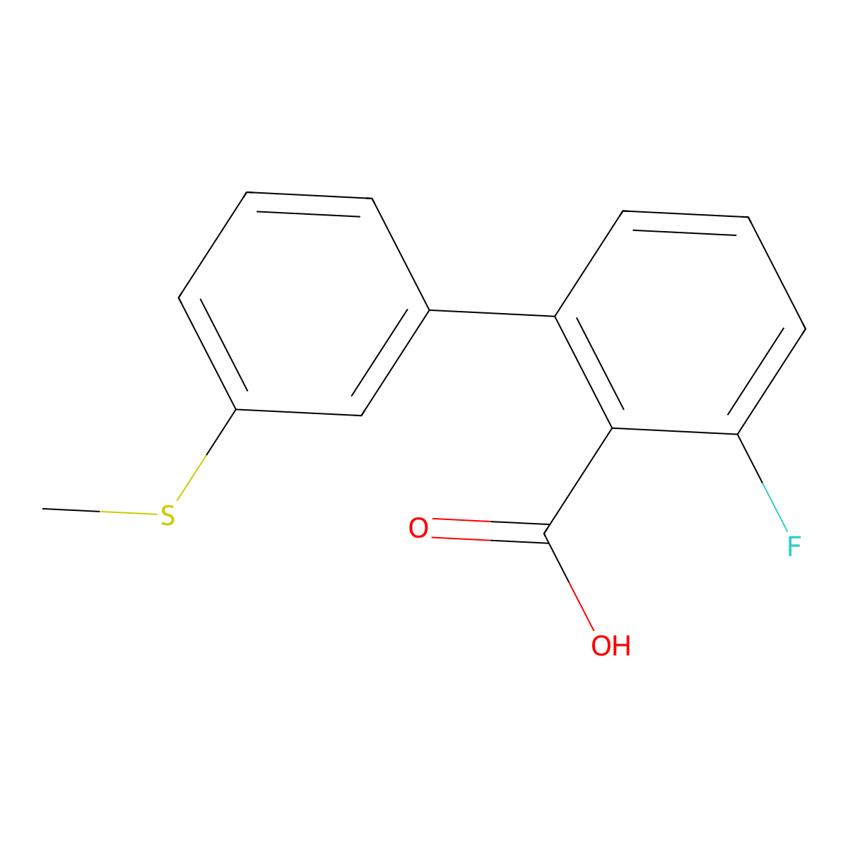 6-Fluoro-2-(3-methylthiophenyl)benzoic acid molecular structure, CAS 1261900-11-1