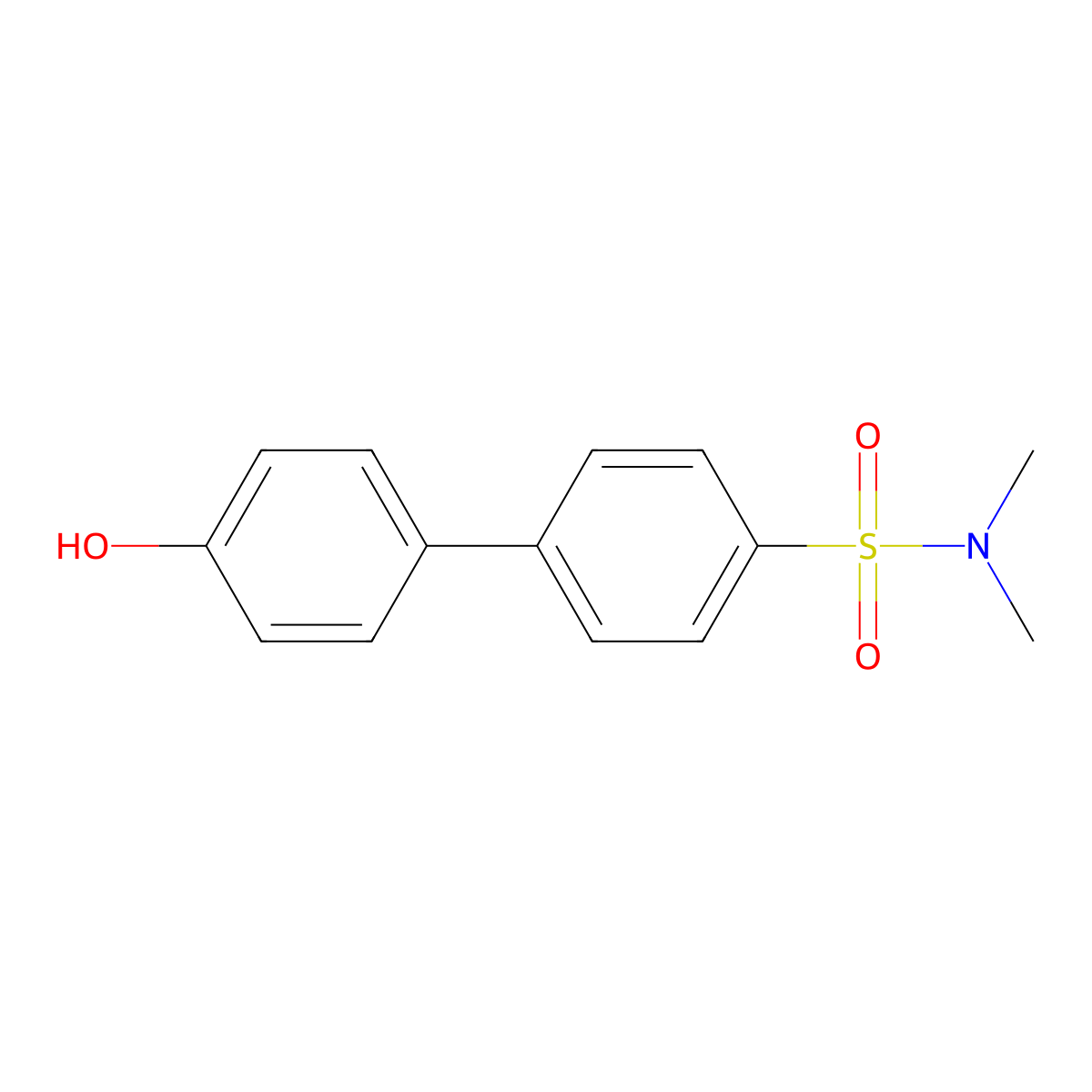 4'-Hydroxy-N,N-dimethyl-[1,1'-biphenyl]-4-sulfonamide molecular structure, CAS 1261900-34-8