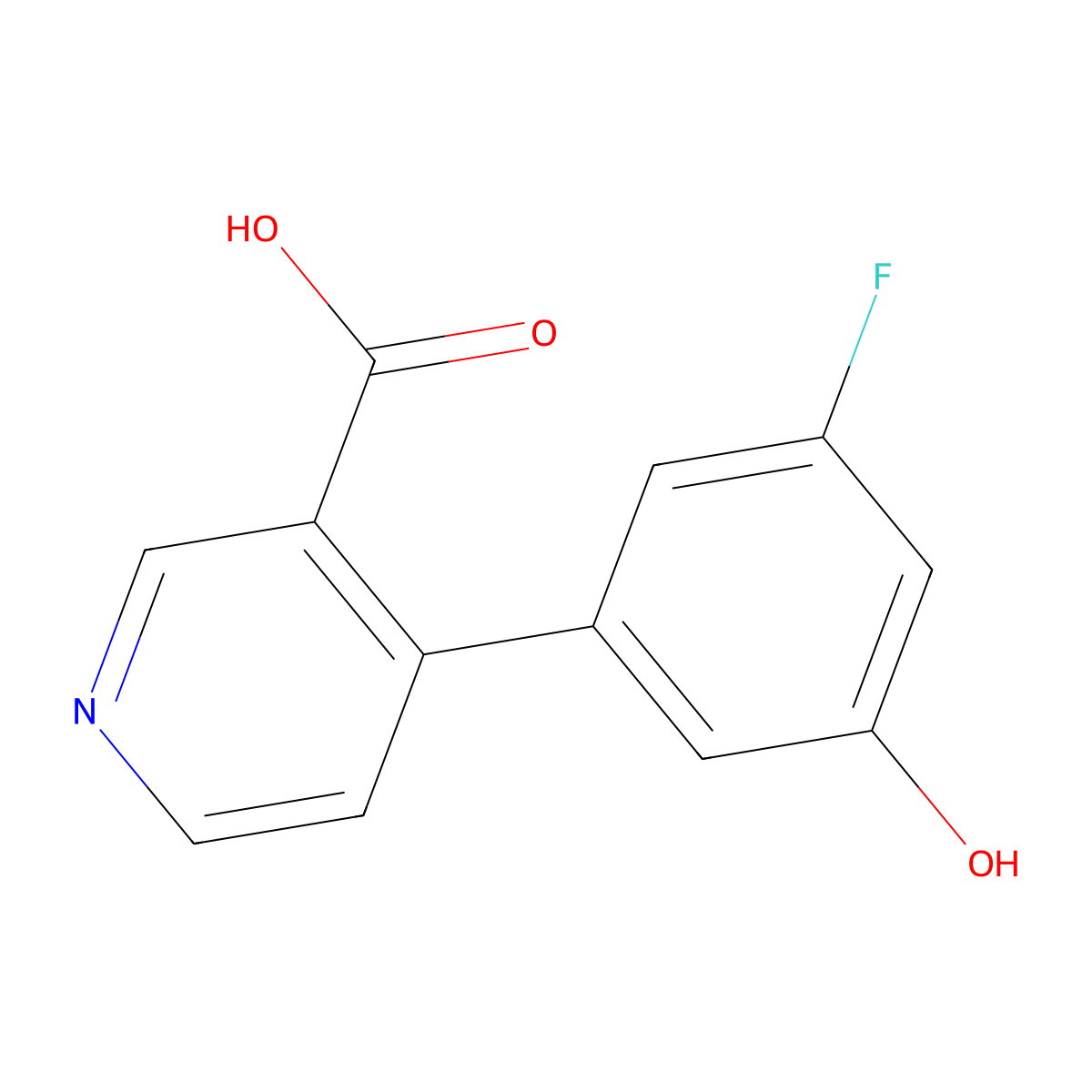 4-(3-Fluoro-5-hydroxyphenyl)pyridine-3-carboxylic acid molecular structure, CAS 1261900-48-4
