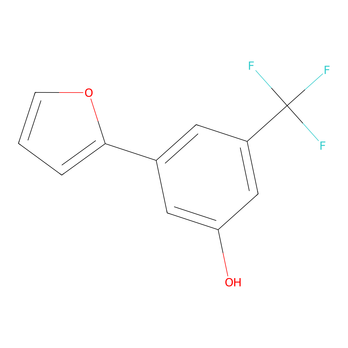 3-(Furan-2-yl)-5-(trifluoromethyl)phenol molecular structure, CAS 1261900-54-2