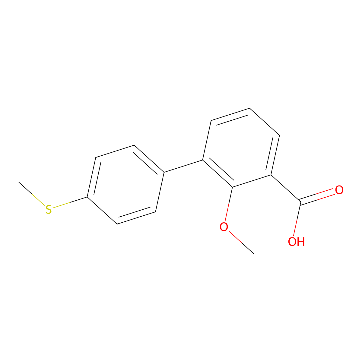 2-Methoxy-3-(4-methylthiophenyl)benzoic acid molecular structure, CAS 1261900-64-4