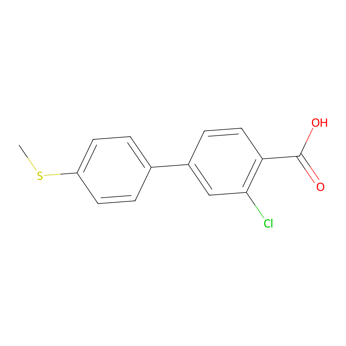 2-Chloro-4-(4-methylthiophenyl)benzoic acid molecular structure, CAS 1261900-69-9
