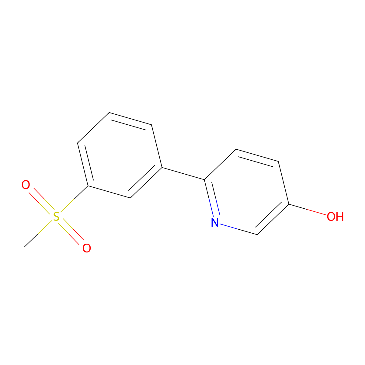5-Hydroxy-2-(3-methylsulfonylphenyl)pyridine molecular structure, CAS 1261900-70-2