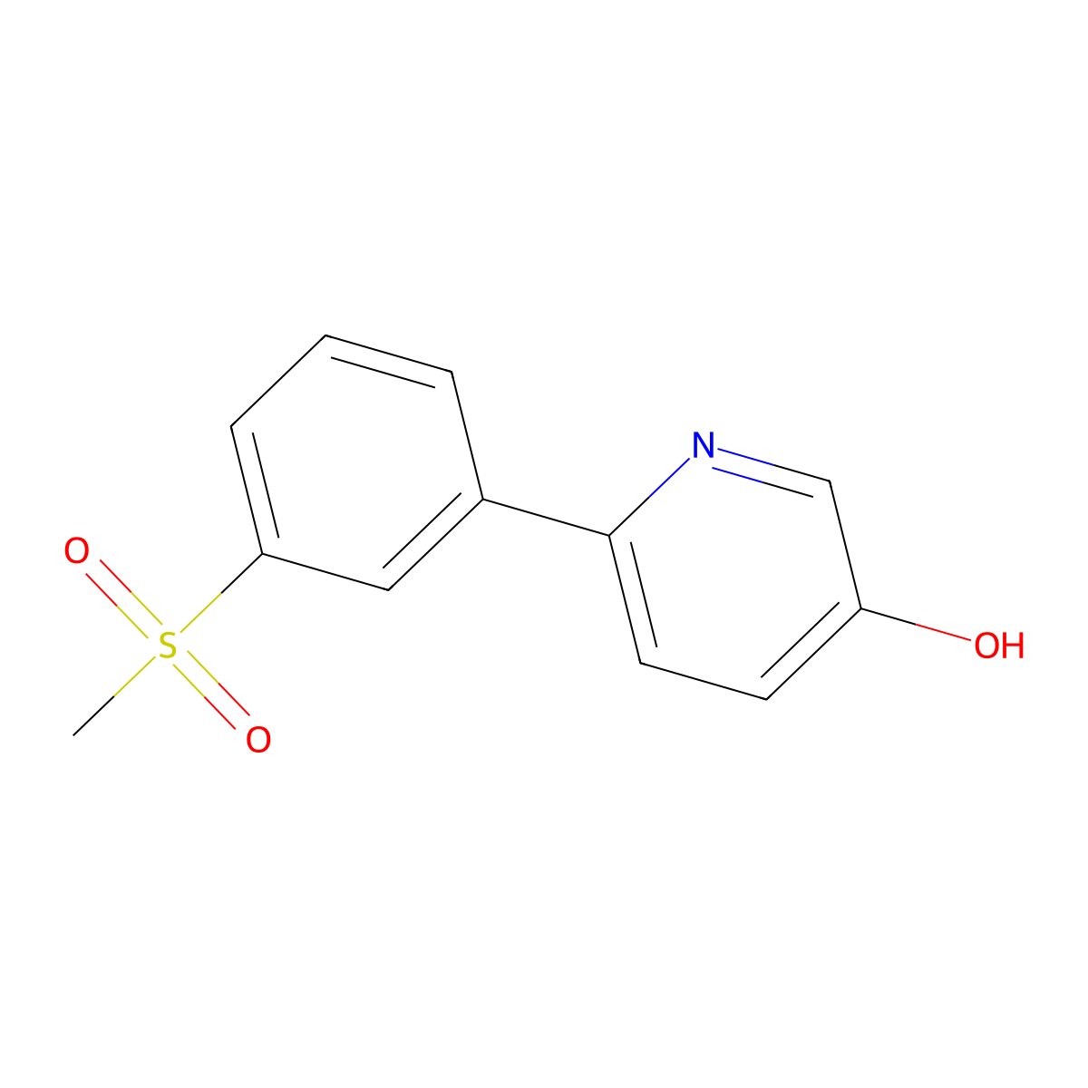 5-Hydroxy-2-(3-methylsulfonylphenyl)pyridine molecular structure, CAS 1261900-70-2