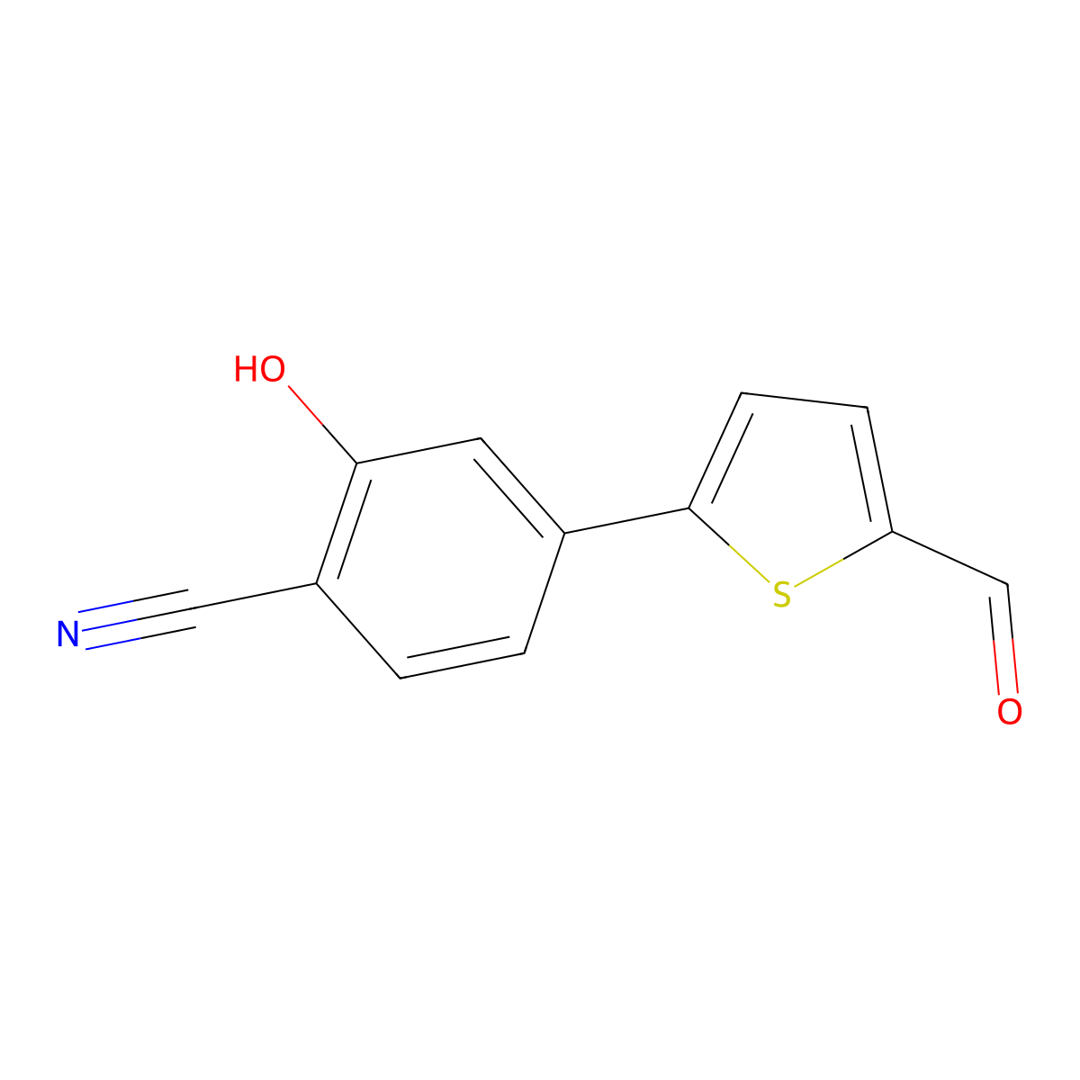 4-(5-Formylthiophen-2-yl)-2-hydroxybenzonitrile molecular structure, CAS 1261901-04-5