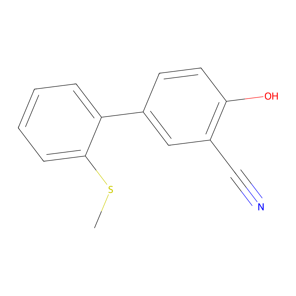 2-Cyano-4-(2-methylthiophenyl)phenol molecular structure, CAS 1261901-08-9