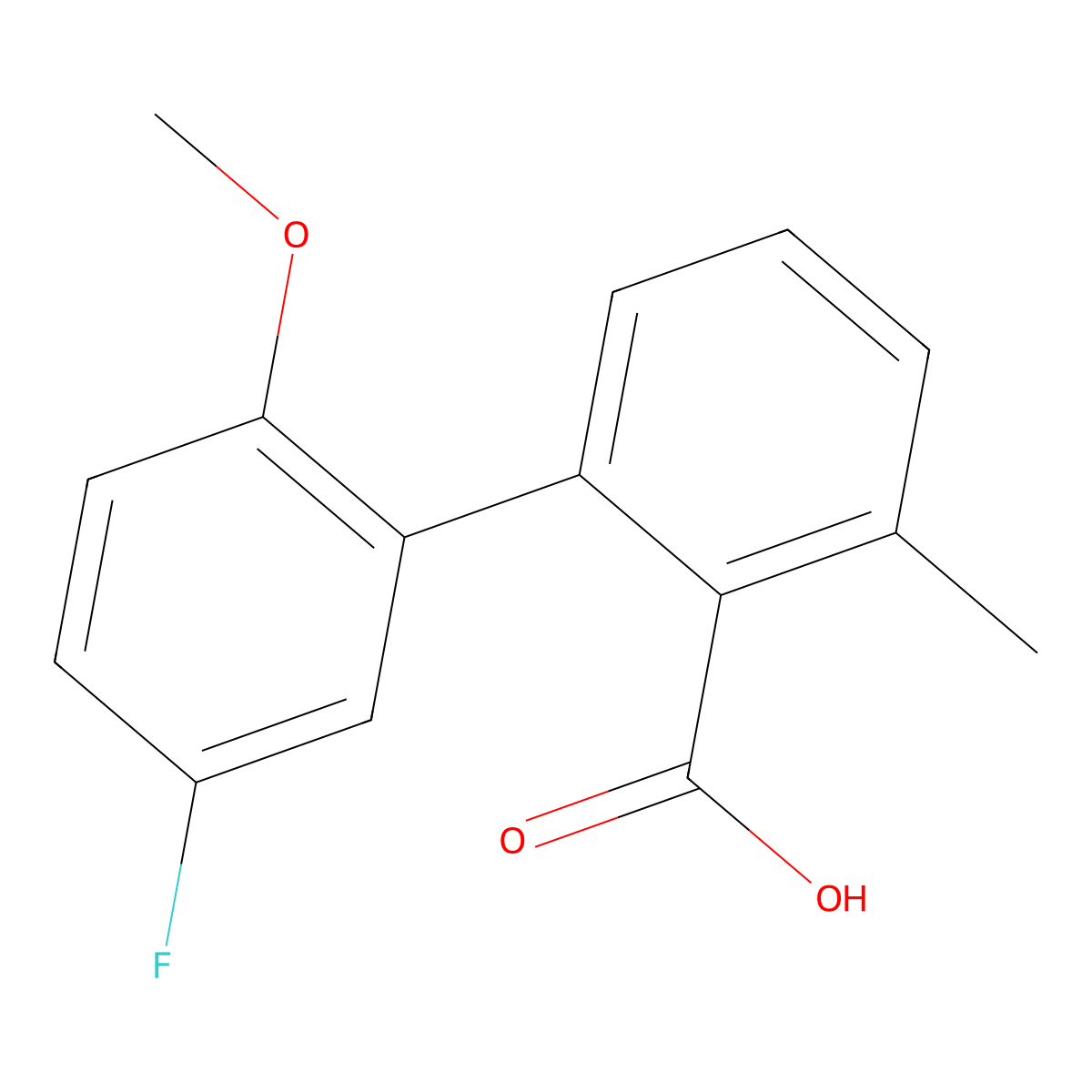 2-(5-Fluoro-2-methoxyphenyl)-6-methylbenzoic acid molecular structure, CAS 1261901-11-4