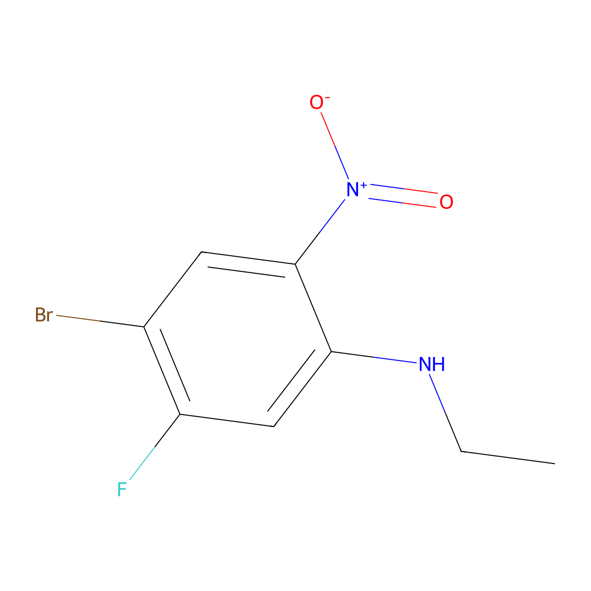4-Bromo-N-ethyl-5-fluoro-2-nitroaniline molecular structure, CAS 1261901-27-2
