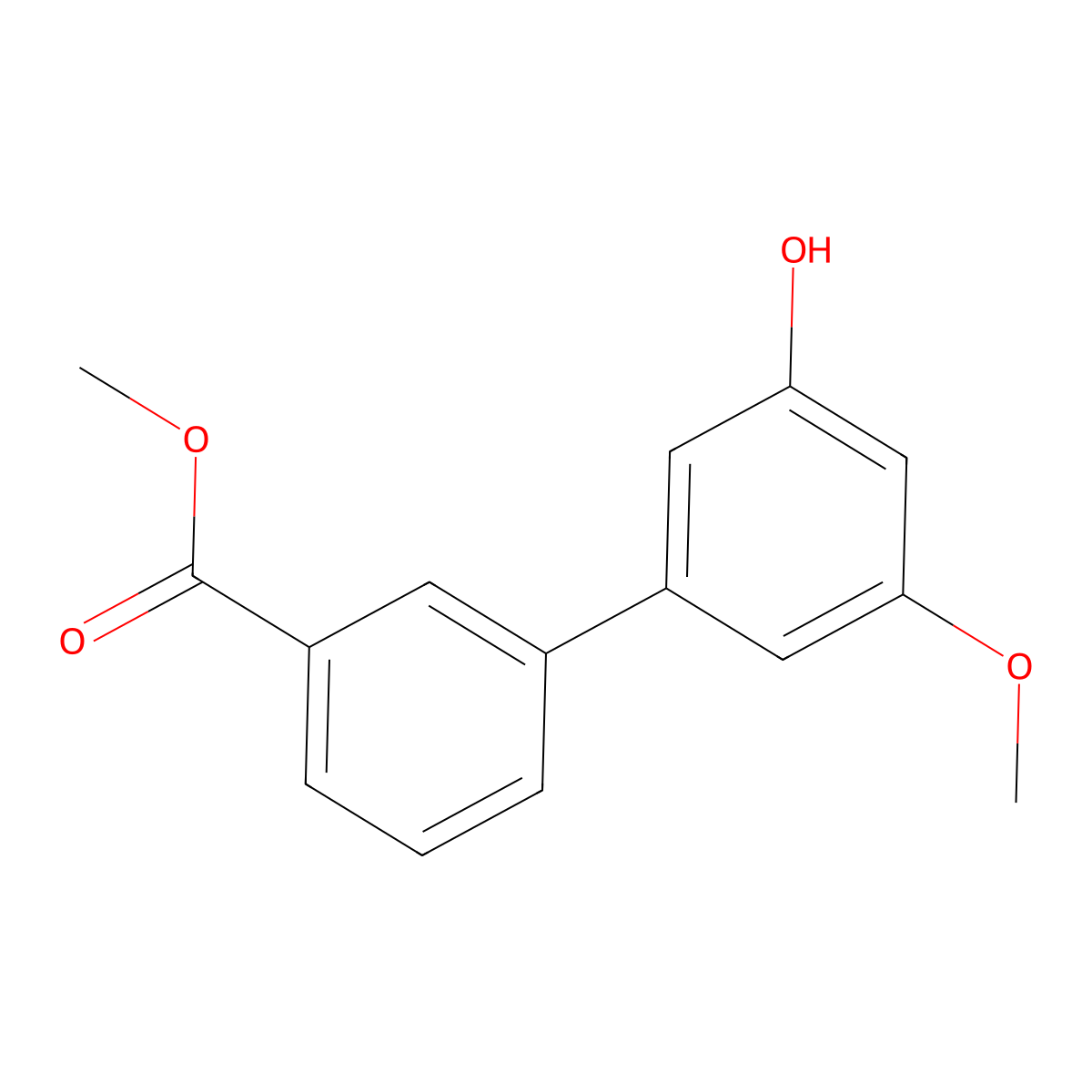 Methyl 3'-hydroxy-5'-methoxy[1,1'-biphenyl]-3-carboxylate molecular structure, CAS 1261901-31-8
