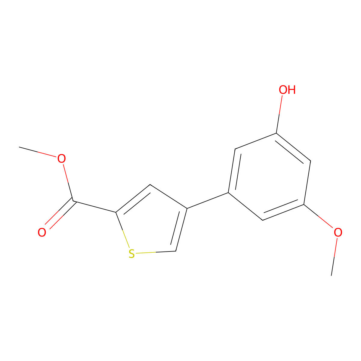 Methyl 4-(3-hydroxy-5-methoxyphenyl)thiophene-2-carboxylate molecular structure, CAS 1261901-48-7