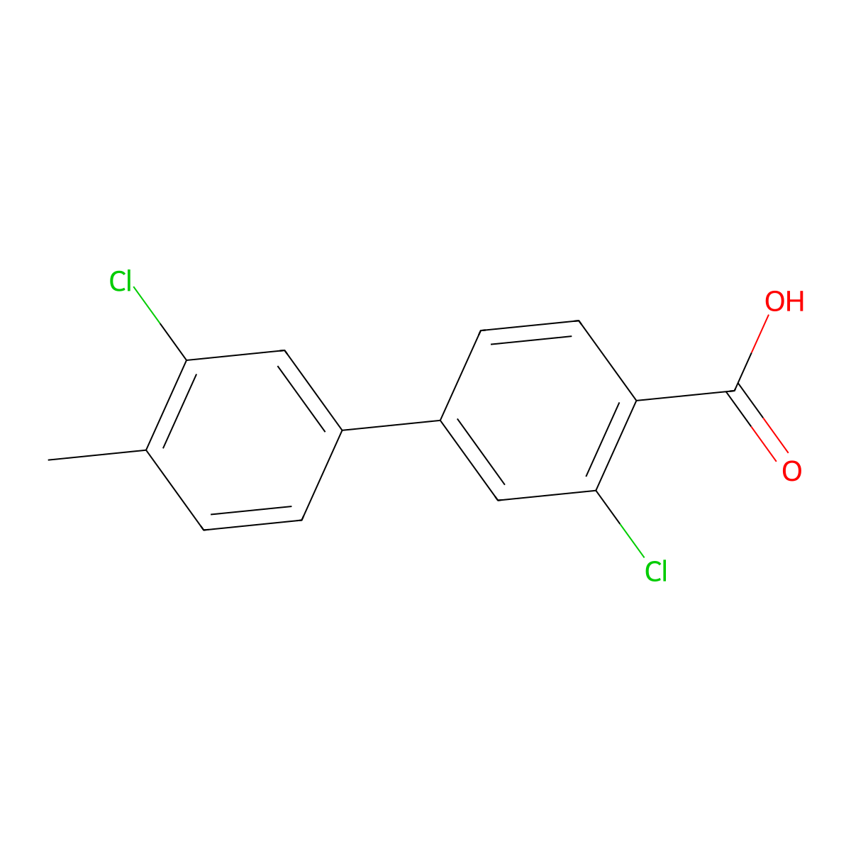 2-Chloro-4-(3-chloro-4-methylphenyl)benzoic acid molecular structure, CAS 1261901-67-0