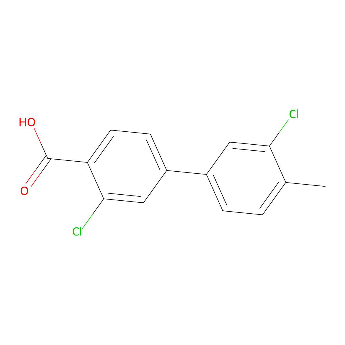 2-Chloro-4-(3-chloro-4-methylphenyl)benzoic acid molecular structure, CAS 1261901-67-0