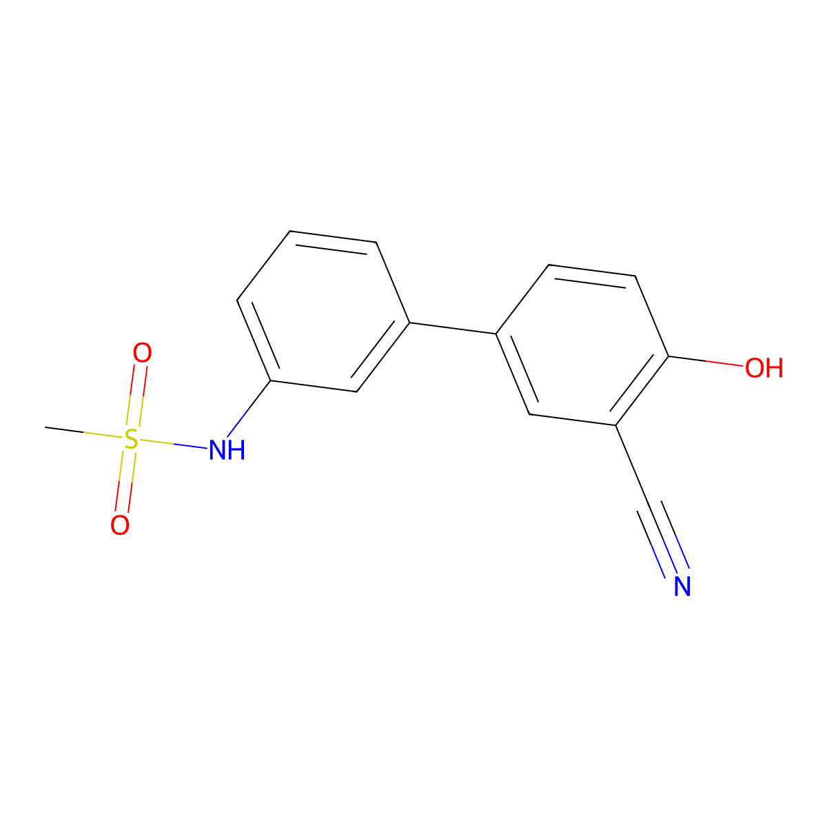 2-Cyano-4-(3-methylsulfonylaminophenyl)phenol molecular structure, CAS 1261901-70-5