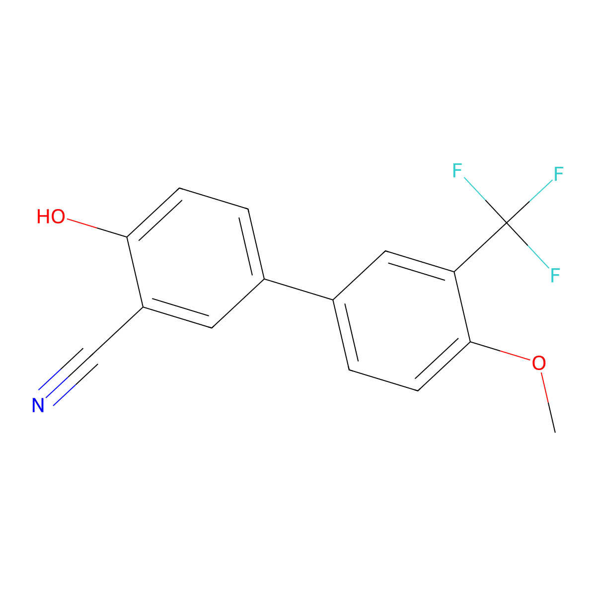 2-Cyano-4-(4-methoxy-3-trifluoromethylphenyl)phenol molecular structure, CAS 1261901-78-3