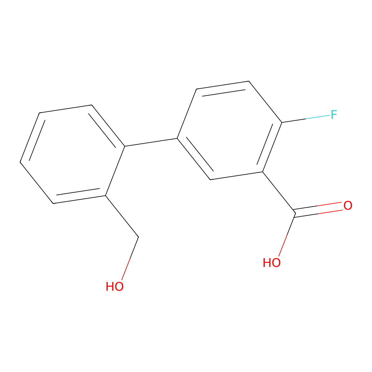 2-Fluoro-5-(2-hydroxymethylphenyl)benzoic acid molecular structure, CAS 1261902-23-1