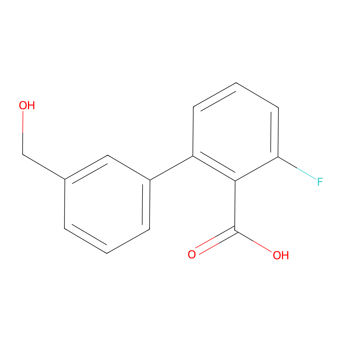 6-Fluoro-2-(3-hydroxymethylphenyl)benzoic acid molecular structure, CAS 1261902-40-2