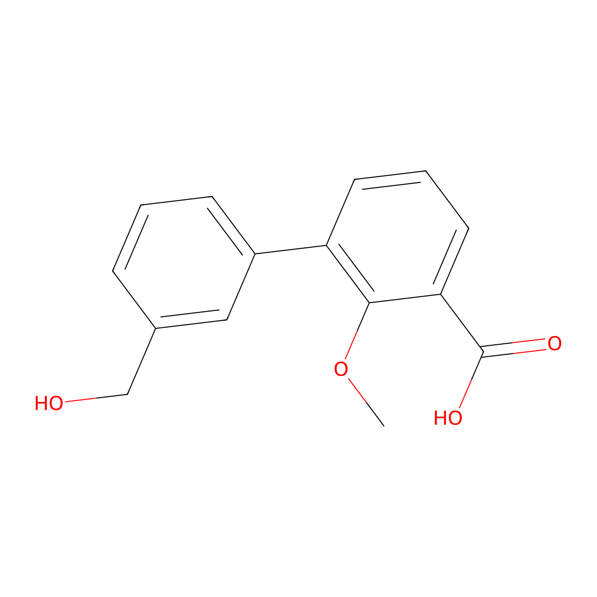 3-(3-Hydroxymethylphenyl)-2-methoxybenzoic acid molecular structure, CAS 1261902-53-7