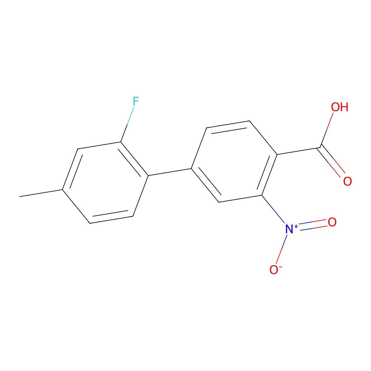4-(2-Fluoro-4-methylphenyl)-2-nitrobenzoic acid molecular structure, CAS 1261902-71-9
