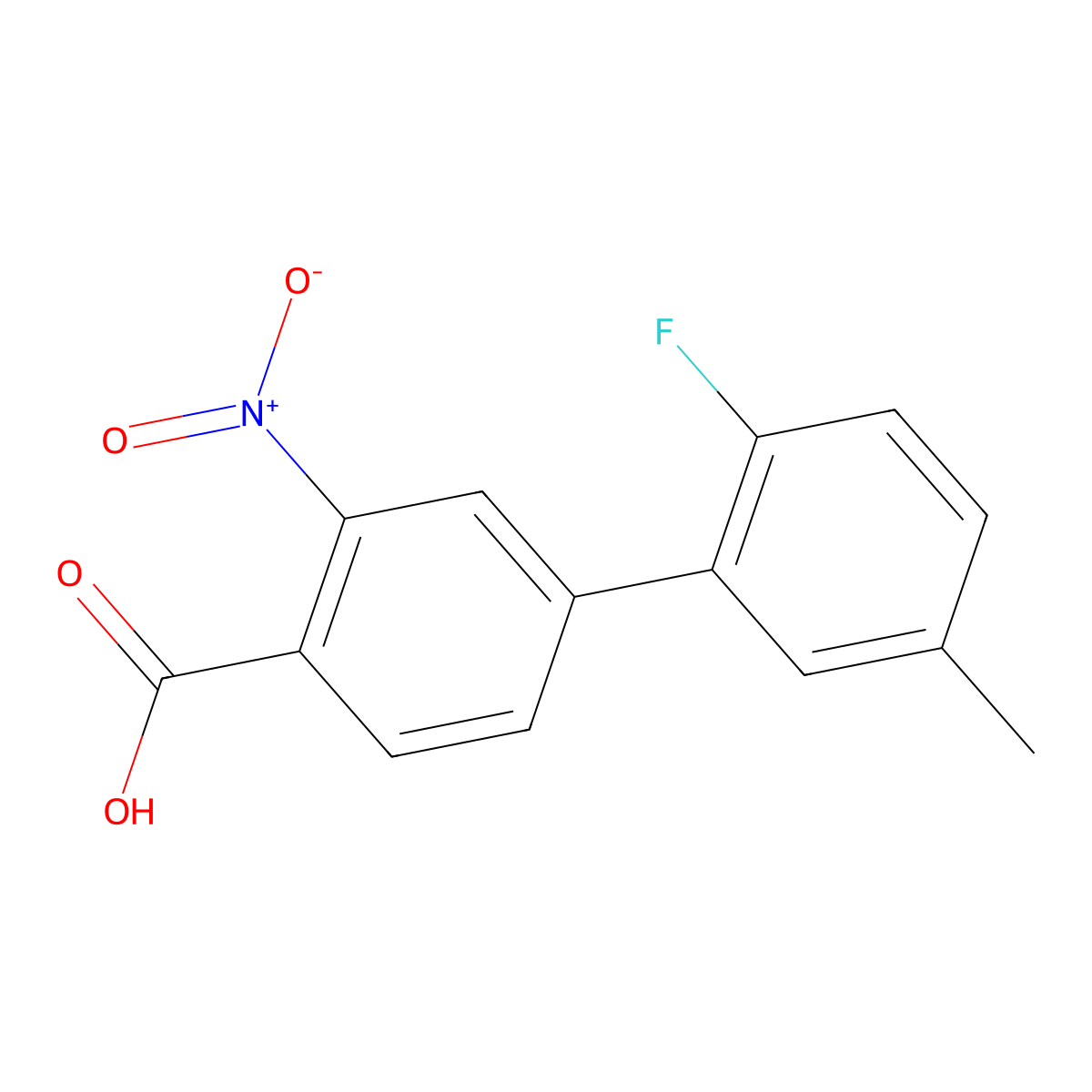 4-(2-Fluoro-5-methylphenyl)-2-nitrobenzoic acid molecular structure, CAS 1261902-88-8