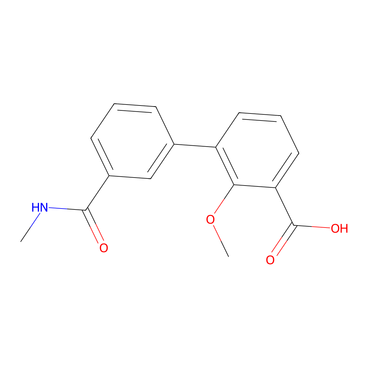 2-Methoxy-3-[3-(N-methylaminocarbonyl)phenyl]benzoic acid molecular structure, CAS 1261902-95-7