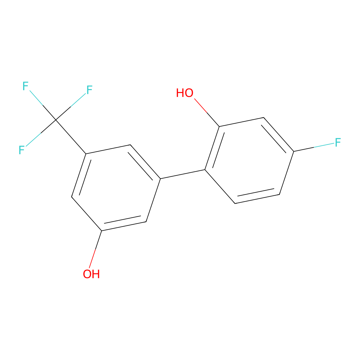 5-(4-Fluoro-2-hydroxyphenyl)-3-trifluoromethylphenol molecular structure, CAS 1261903-29-0