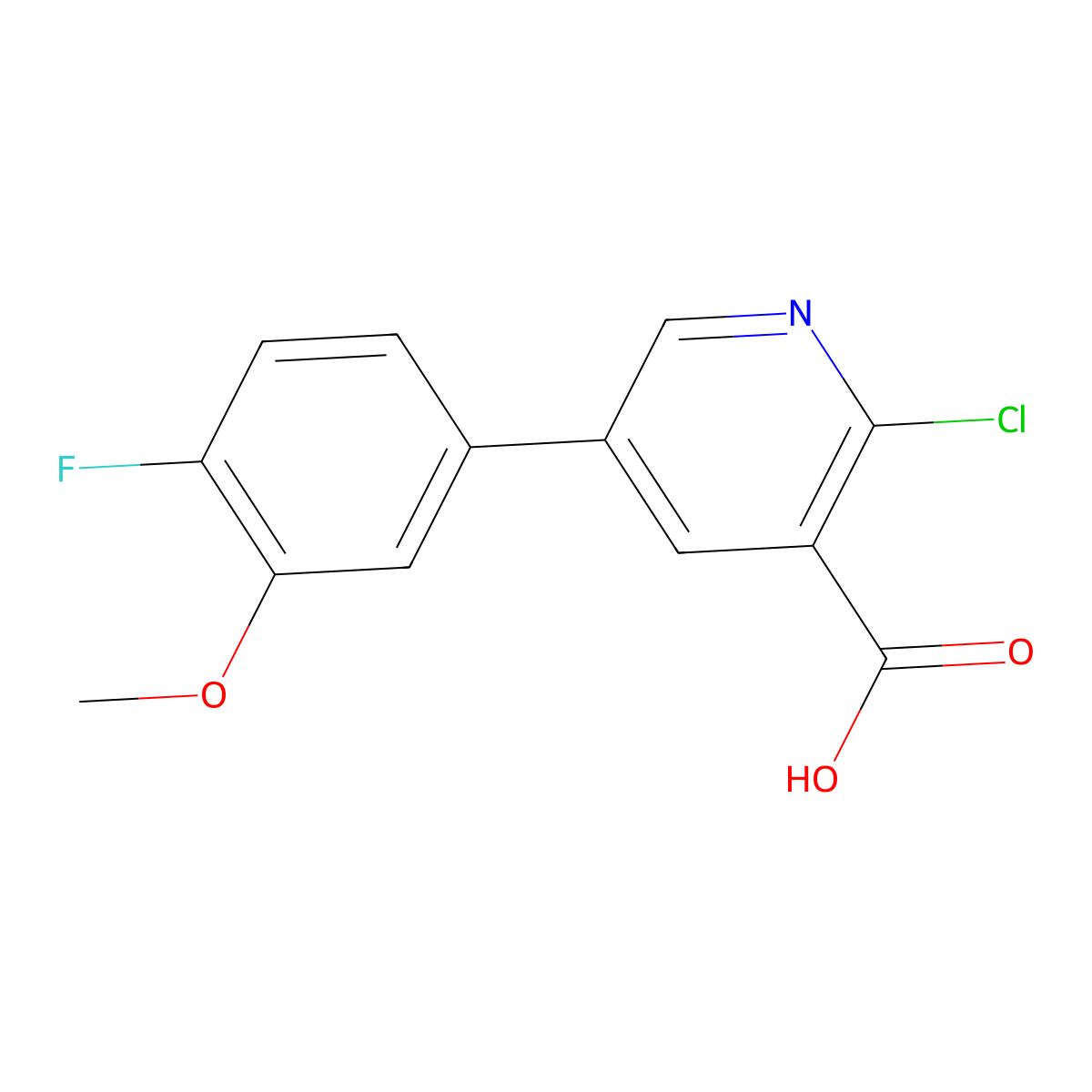 2-Chloro-5-(4-fluoro-3-methoxyphenyl)nicotinic acid molecular structure, CAS 1261903-67-6
