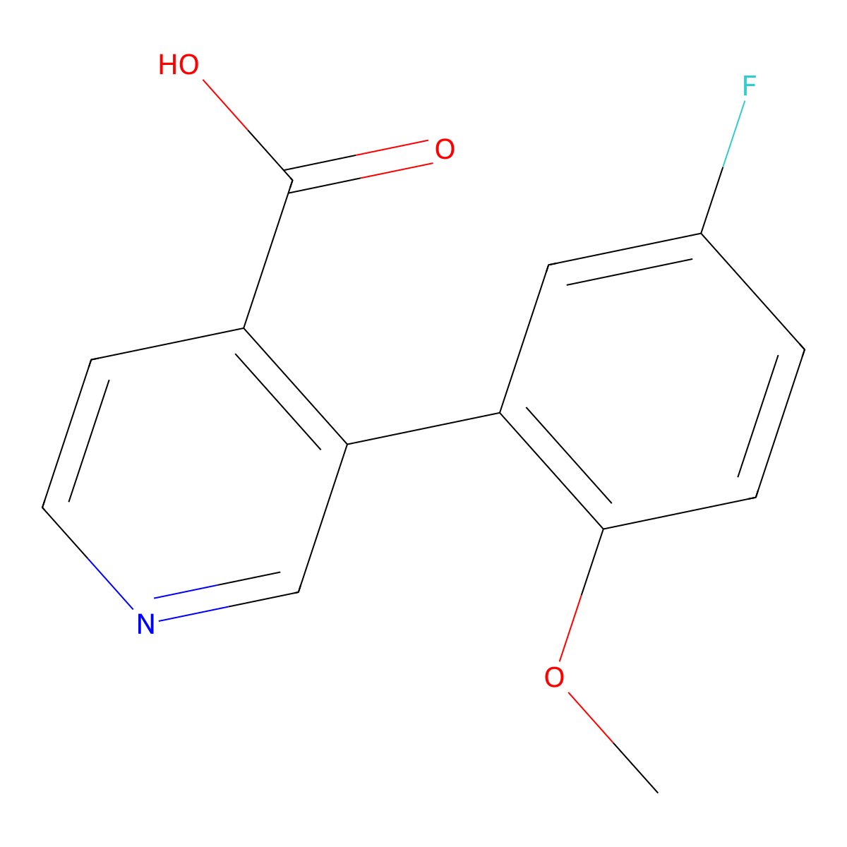 3-(5-Fluoro-2-methoxyphenyl)pyridine-4-carboxylic acid molecular structure, CAS 1261903-88-1