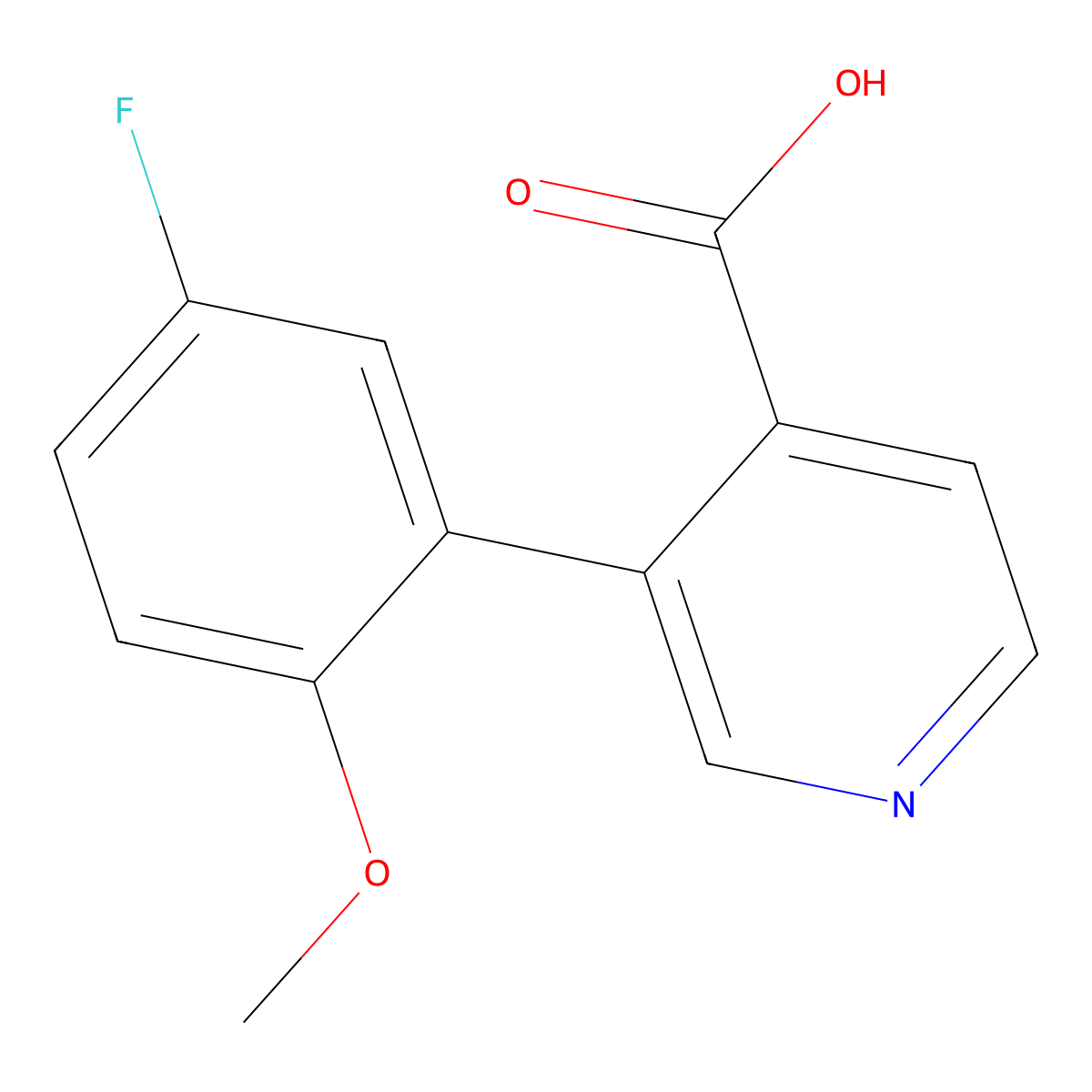 3-(5-Fluoro-2-methoxyphenyl)pyridine-4-carboxylic acid molecular structure, CAS 1261903-88-1