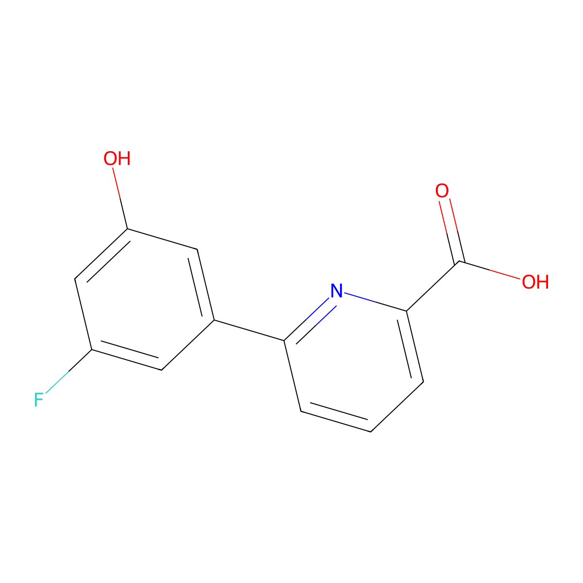 6-(3-Fluoro-5-hydroxyphenyl)picolinic acid molecular structure, CAS 1261904-16-8
