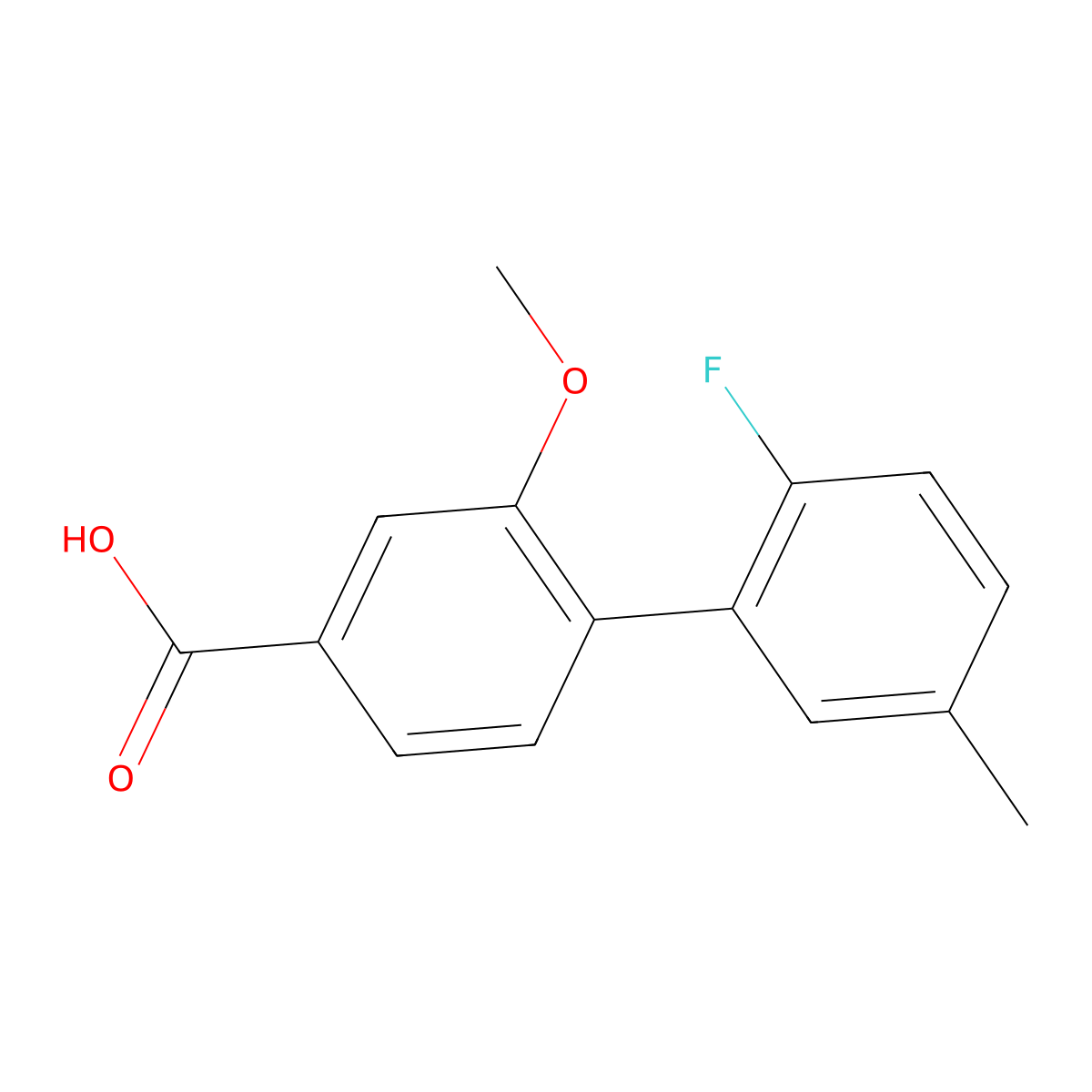 4-(2-Fluoro-5-methylphenyl)-3-methoxybenzoic acid molecular structure, CAS 1261904-45-3