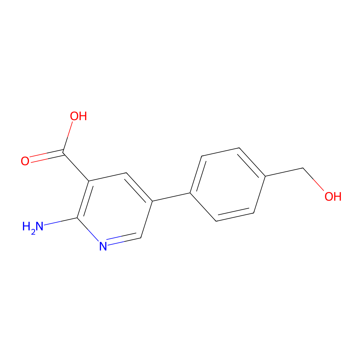 2-Amino-5-[4-(hydroxymethyl)phenyl]pyridine-3-carboxylic acid molecular structure, CAS 1261904-54-4