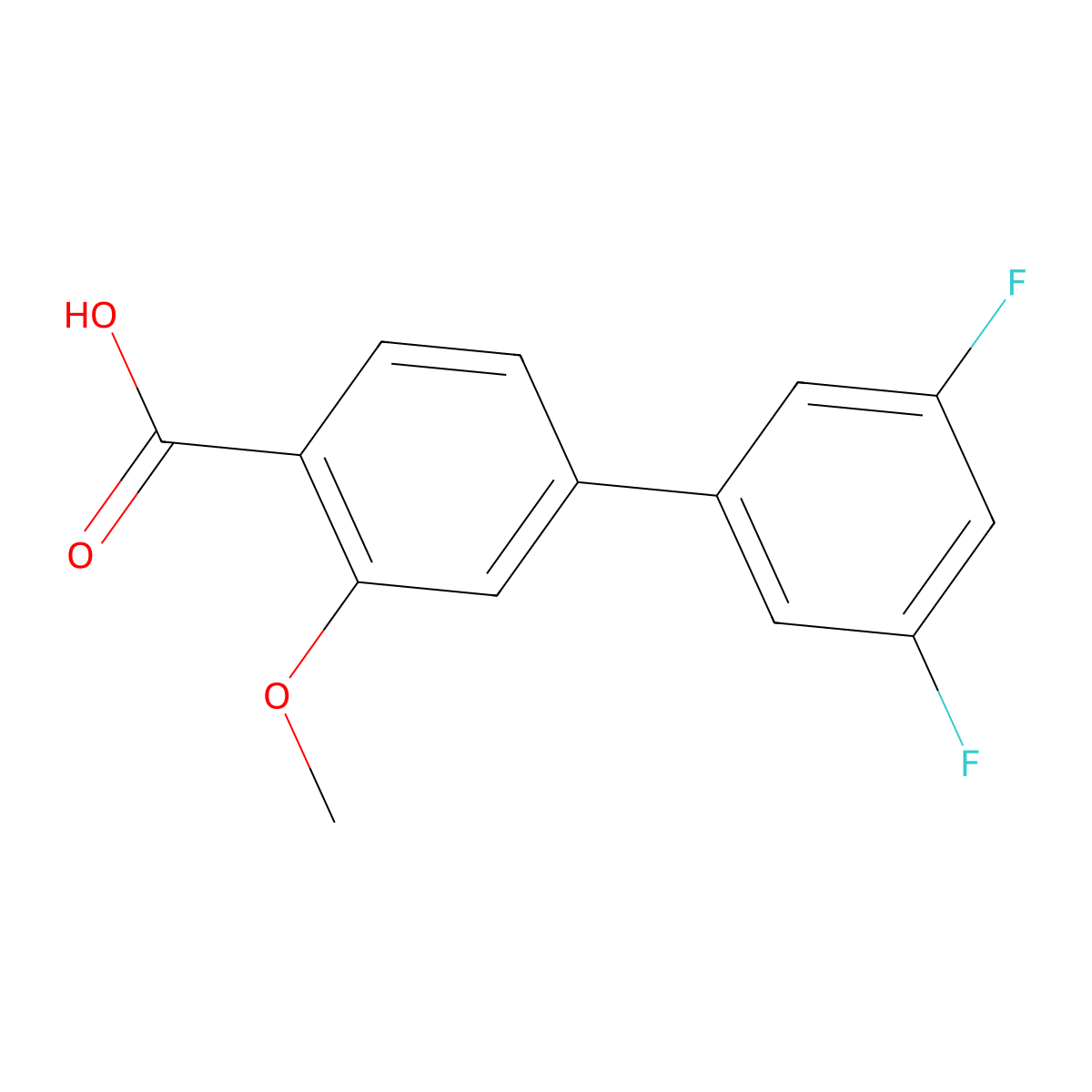 4-(3,5-Difluorophenyl)-2-methoxybenzoic acid molecular structure, CAS 1261904-65-7