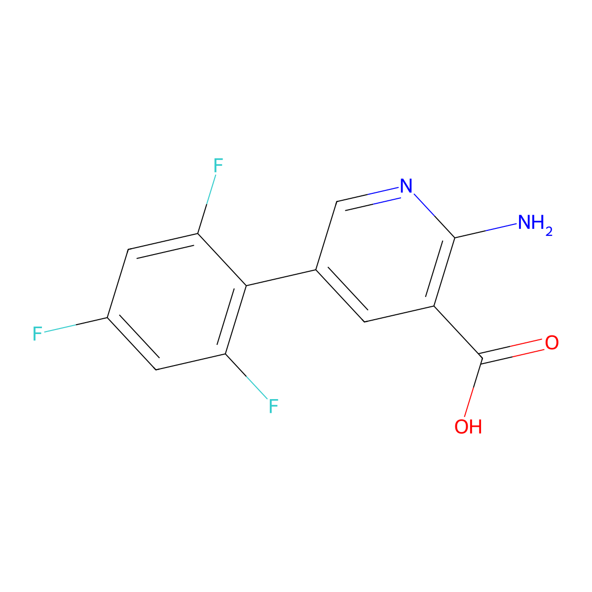 2-Amino-5-(2,4,6-trifluorophenyl)pyridine-3-carboxylic acid molecular structure, CAS 1261904-77-1
