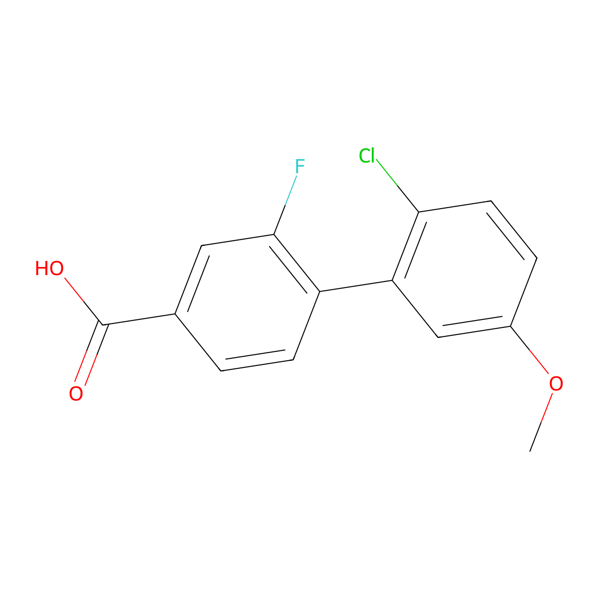 4-(2-Chloro-5-methoxyphenyl)-3-fluorobenzoic acid molecular structure, CAS 1261904-84-0